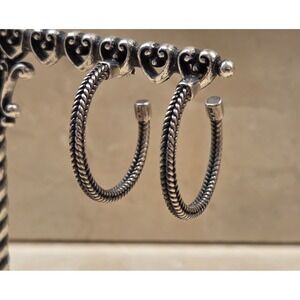 Vintage Anatoli Sterling Silver Foxtail Hoop Earrings Rare Find